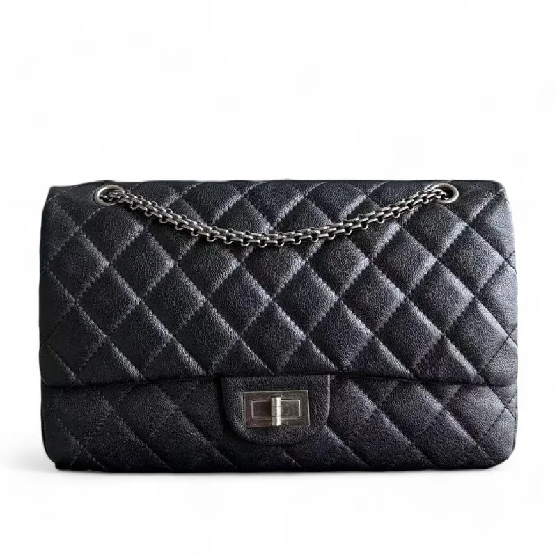 *Rare Caviar* Chanel 2.55 Reissue 227 - Caviar Large Quilted Ruthenium Silver Hardware Series 13