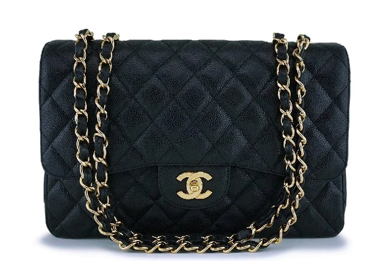 *rare* Chanel Black Caviar Classic Jumbo Flap Bag 24k GHW