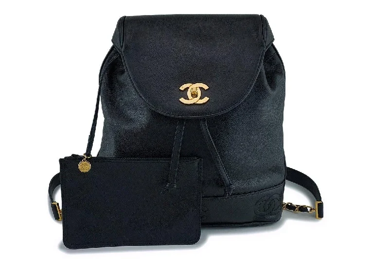 Rare Chanel Vintage Black Caviar Backpack 24k GHW