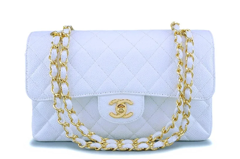 Rare Chanel Vintage White Caviar Small Classic Double Flap Bag 24k GHW