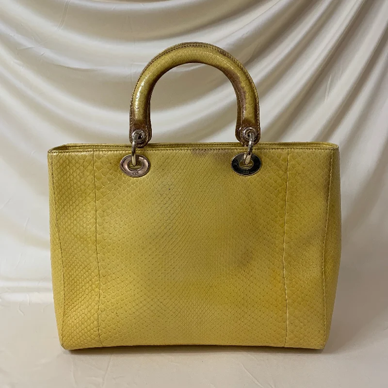 CHRISTIAN DIOR Dior Lady Bag Yellow Python Skin Leather Sku# 44452