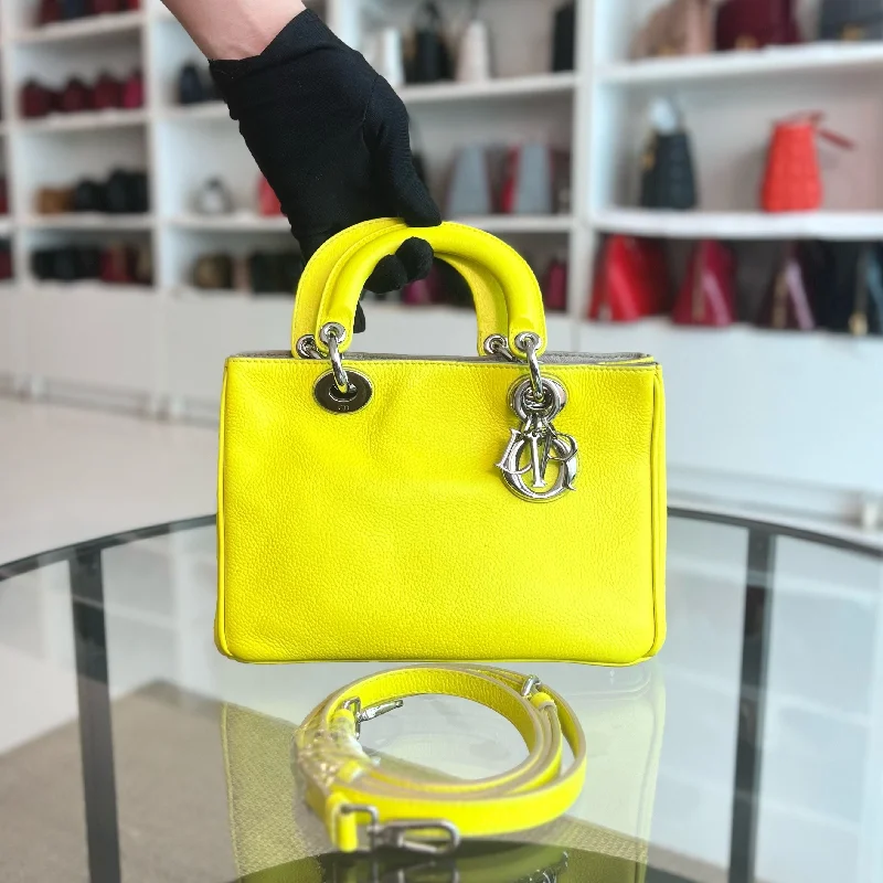 Diorissimo Mini Lady Smooth Calfskin Leather Yellow SHW