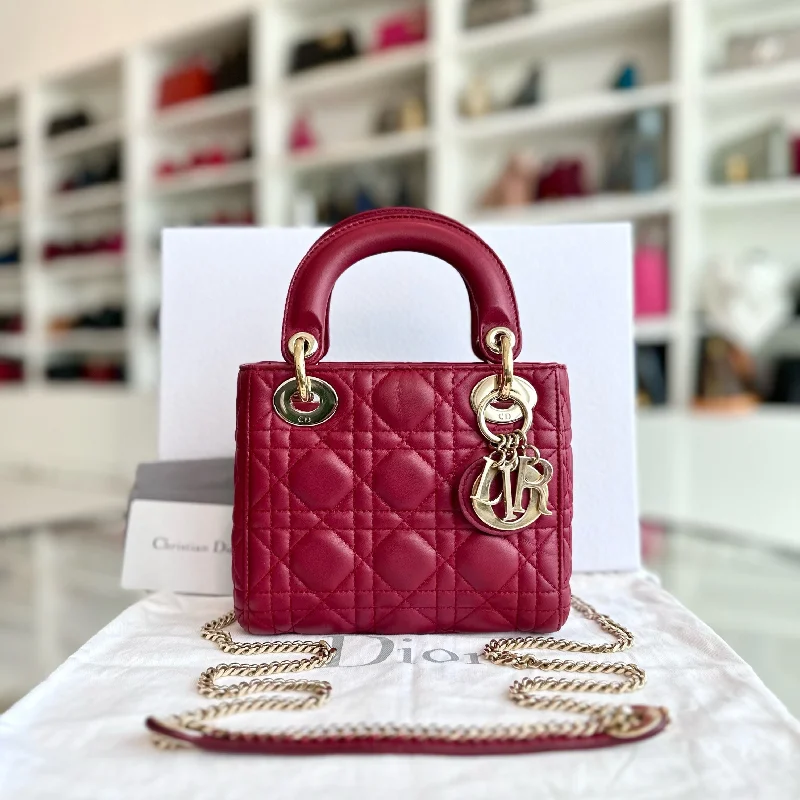 Lady Mini Lambskin Red Chain Strap GHW